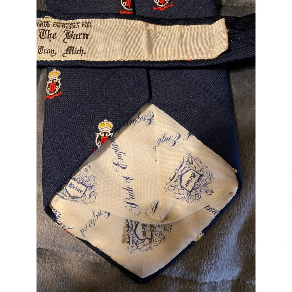 Pride of England Mens Navy Blue Crest Embroidered Tie The Barn Troy Mich 0177